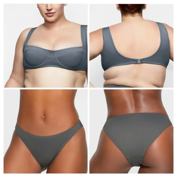 2pcs SKIMS SHAPING SWIM UNLINED UNDERWIRE & SWIM MID COVERAGE BOTTOMS/ XXS/NWT - Picture 2 of 15